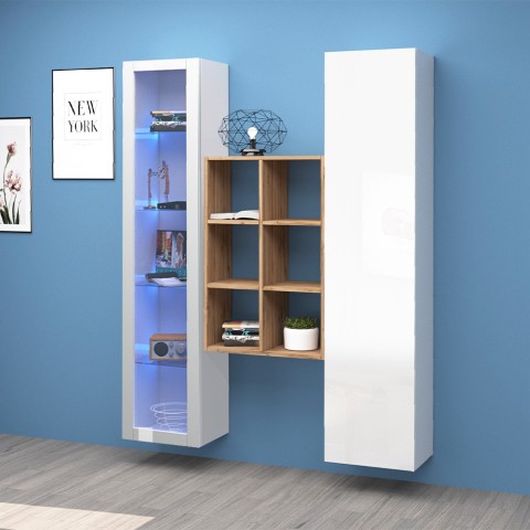 Wandmeubel wit voor woonkamer vitrinekast kast boekenkast Tilla WH Aanbieding