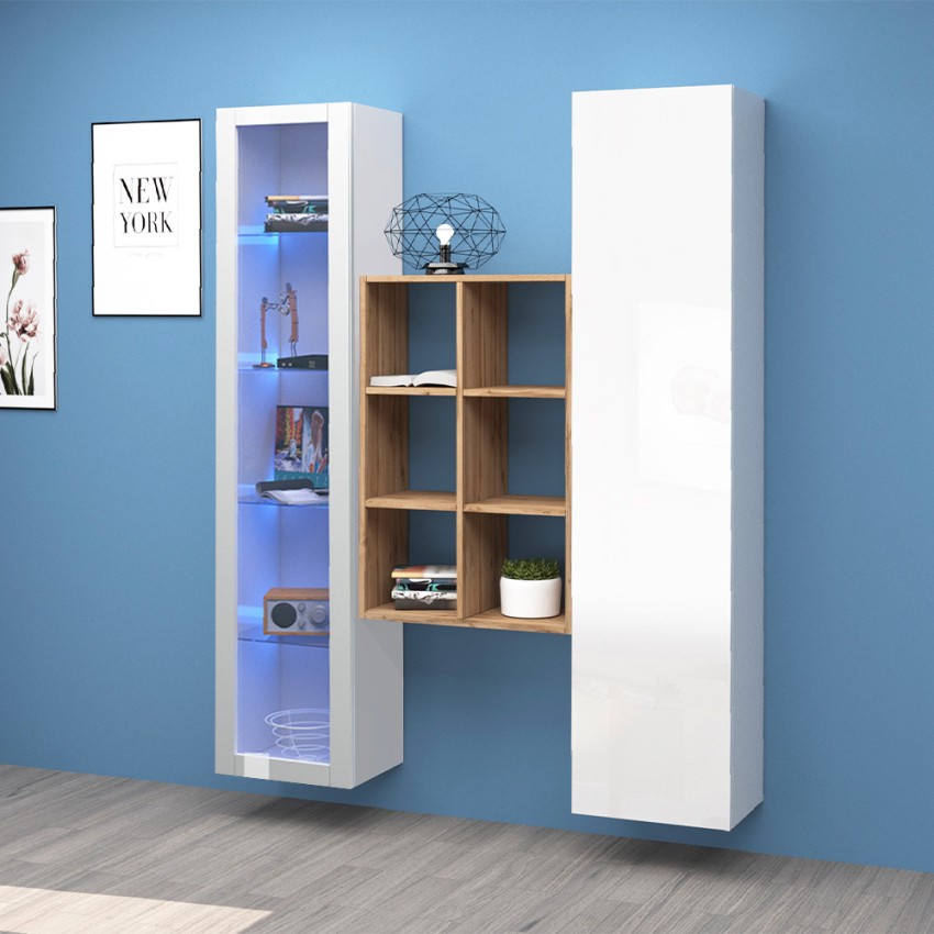 Wandmeubel wit voor woonkamer vitrinekast kast boekenkast Tilla WH Aanbieding Wandmeubel wit voor woonkamer vitrinekast kast boekenkast Tilla WH Aanbieding