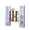 Zwevende wandkast boekenkast hout met 2 witte vitrines Vila WH Aanbod