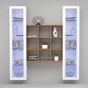 Zwevende wandkast boekenkast hout met 2 witte vitrines Vila WH Kortingen