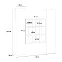 Zwevende wandkast boekenkast hout met 2 witte vitrines Vila WH Voorraad