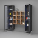 Wandmeubel woonkamer met 2 vitrinekasten moderne houten boekenkast Vila RT Korting