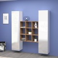Wandmeubel wit zwevend 2 kasten boekenplank 9 legplanken Pella WH Aanbieding