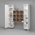 Wandmeubel wit zwevend 2 kasten boekenplank 9 legplanken Pella WH Korting