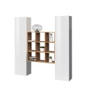 Wandmeubel wit zwevend 2 kasten boekenplank 9 legplanken Pella WH Aanbod
