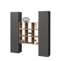 Moderne zwevende wandmeubel met 2 houten boekenkasten Pella RT Aanbod