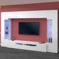 Witte woonkamerset met TV-meubel, 2 vitrinekasten en hangkast Sultan WH Aanbieding