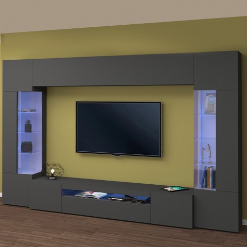 Moderne zwevende tv-meubel met 2 vitrinekasten Sultan RT Aanbieding