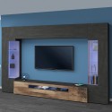 Moderne zwarte TV-wandmeubel hout met 2 vitrinekasten hangend Sultan AP Aanbieding