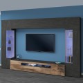 Moderne zwarte TV-wandmeubel hout met 2 vitrinekasten hangend Sultan AP Aanbieding