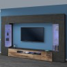 Moderne zwarte TV-wandmeubel hout met 2 vitrinekasten hangend Sultan AP Aanbieding