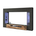 Moderne zwarte TV-wandmeubel hout met 2 vitrinekasten hangend Sultan AP Aanbod