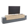 Moderne TV-meubel zwart en hout, 4 vakken, 3 deuren, 200 cm Corona Low Cyt Aanbod