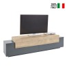 Modern TV-meubel zwart en hout 4 vakken 3 deuren 200cm Corona Low Cyt Verkoop