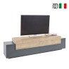 Moderne TV-meubel zwart en hout, 4 vakken, 3 deuren, 200 cm Corona Low Cyt Verkoop