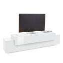 Witte TV-meubel 200cm met 4 open vakken en 3 deuren Corona Low Lacq Aanbod