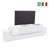 Witte TV-meubel 200cm met 4 open vakken en 3 deuren Corona Low Lacq Verkoop
