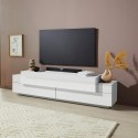 Witte TV-meubel 200cm met 4 open vakken en 3 deuren Corona Low Lacq Aanbieding