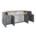 Zwarte en houten dressoir voor woonkamer, 200cm met 4 vakken, Corona Side Hound Korting