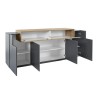 Zwarte en houten dressoir voor woonkamer, 200cm met 4 vakken, Corona Side Hound Korting