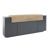 Zwarte en houten dressoir voor woonkamer, 200cm met 4 vakken, Corona Side Hound Aanbod