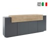 Zwarte en houten dressoir voor woonkamer, 200cm met 4 vakken, Corona Side Hound Verkoop