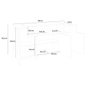 Zwarte en houten dressoir voor woonkamer, 200cm met 4 vakken, Corona Side Hound Voorraad