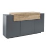 Moderne woonkamer dressoir met 3 vakken 160 cm zwart en hout Corona Side Hound Aanbod