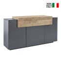 Moderne woonkamer dressoir met 3 vakken 160 cm zwart en hout Corona Side Hound Verkoop