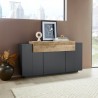 Moderne woonkamer dressoir met 3 vakken 160 cm zwart en hout Corona Side Hound Kortingen