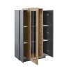 Moderne zwarte en houten hoge vitrine voor woonkamer 80x120cm Corona Hound Korting