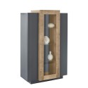 Zwart en hout hoge moderne vitrine voor woonkamer 80x120cm Corona Hound Aanbod