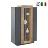 Moderne zwarte en houten hoge vitrine voor woonkamer 80x120cm Corona Hound Verkoop