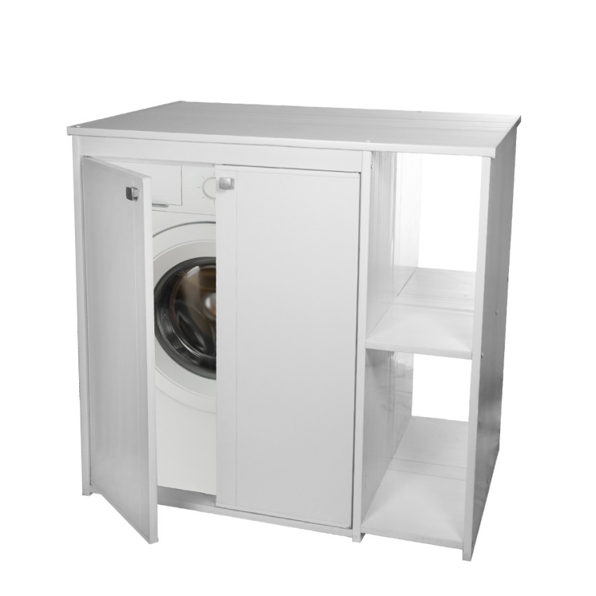 Witte PVC wasmachine ombouwkast voor buiten met 2 vakken 5012PRO Negrari Aanbieding
