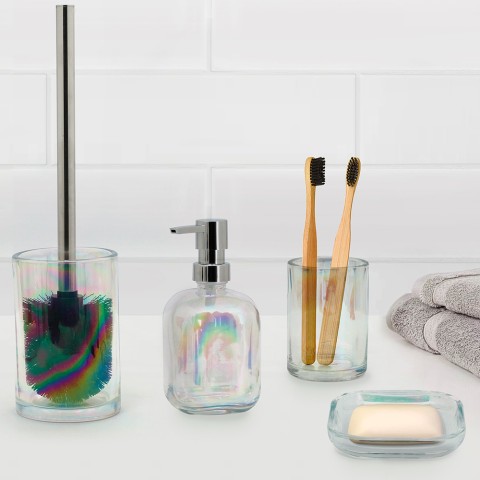 Opal badkameraccessoireset met glazen tandenborstelhouder en zeepdispenser Aanbieding