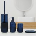 Badkameraccessoireset zeepbakje en tandenborstelhouder in blauwglas Midnight Aanbieding