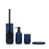 Badkamer accessoire set zeepbakje glas tandenborstel houder blauw Midnight Verkoop