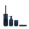 Badkameraccessoireset zeepbakje en tandenborstelhouder in blauwglas Midnight Verkoop