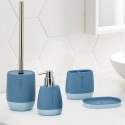Badaccessoires zeepdispenser en tandenborstelhouder blauw Silk Aanbieding