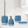 Badaccessoires zeepdispenser en tandenborstelhouder blauw Silk Aanbieding