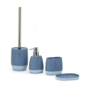 Badaccessoires zeepdispenser en tandenborstelhouder blauw Silk Verkoop