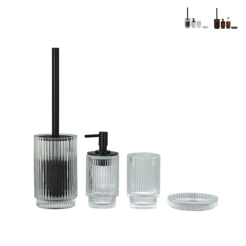 Set badkameraccessoires zeepschaal dispenser tandenborstelhouder glas Deco Aanbieding