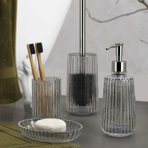 Badkameraccessoires tandenborstelhouder zeepdispenser van glas Retro Aanbieding