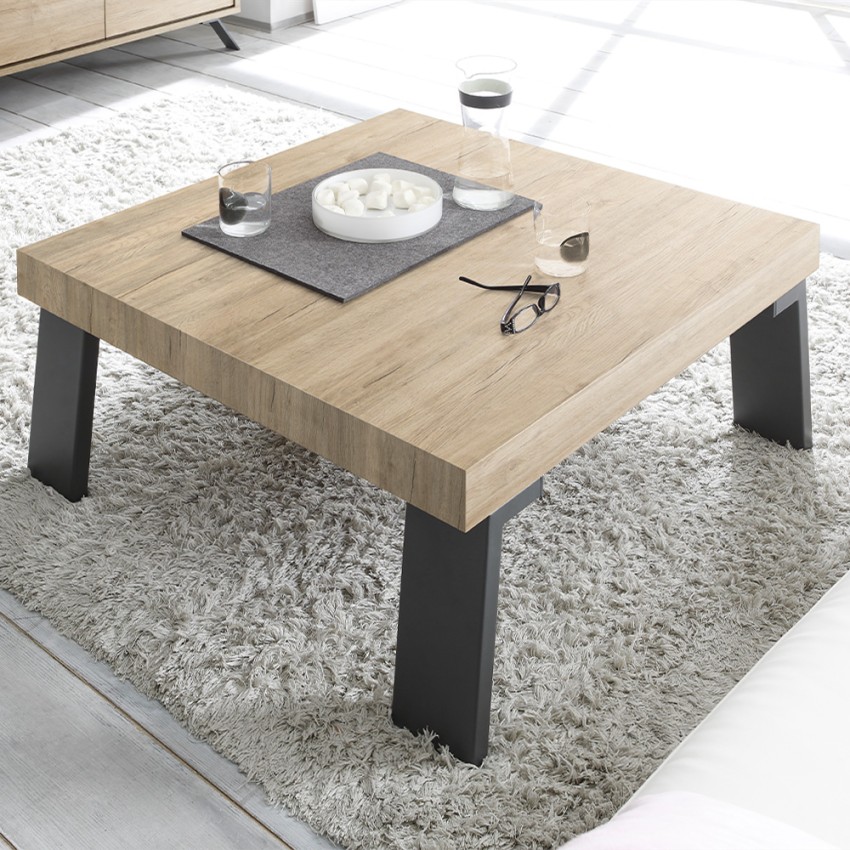 Vierkante salontafel 86x86cm in hout voor woonkamer Dachshund Palma Aanbieding