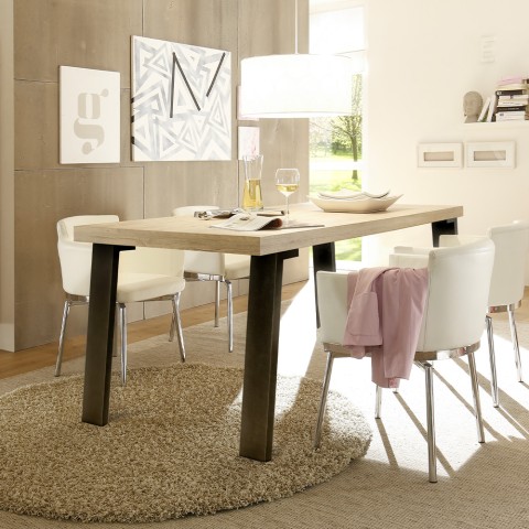 Industriële eettafel 190x90cm hout en ijzer Makani Palma Aanbieding