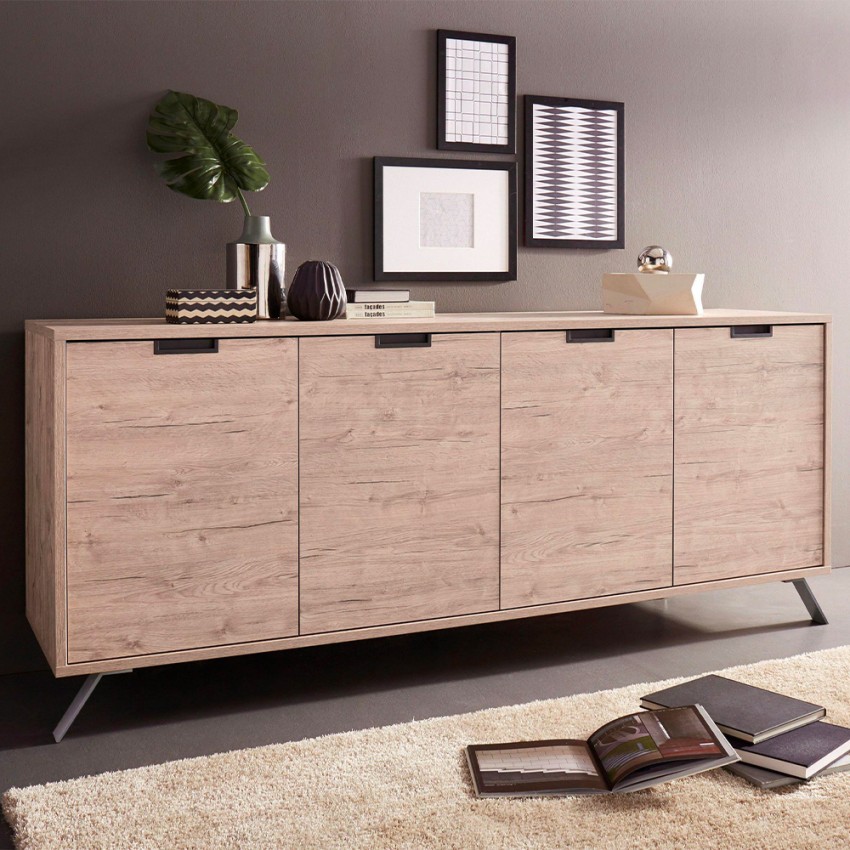 Buffetkast woonkamer dressoir 4 deuren opbergruimte 206cm hout Kalua Palma Aanbieding Buffetkast woonkamer dressoir 4 deuren opbergruimte 206cm hout Kalua Palma Aanbieding