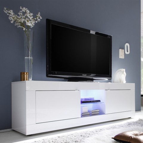 TV-meubel wit glanzend met 2 deuren Nolux Wh Basic - modern woonkamerontwerp Aanbieding