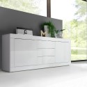 Witte hoogglans dressoir Tribus Wh Basic met 2 deuren en 3 lades Voorraad