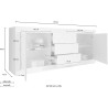Witte hoogglans dressoir Tribus Wh Basic met 2 deuren en 3 lades Keuze