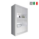 Moderne woonkamer vitrinekast 4 deuren in glanzend wit glas Tina Wh Basic Verkoop